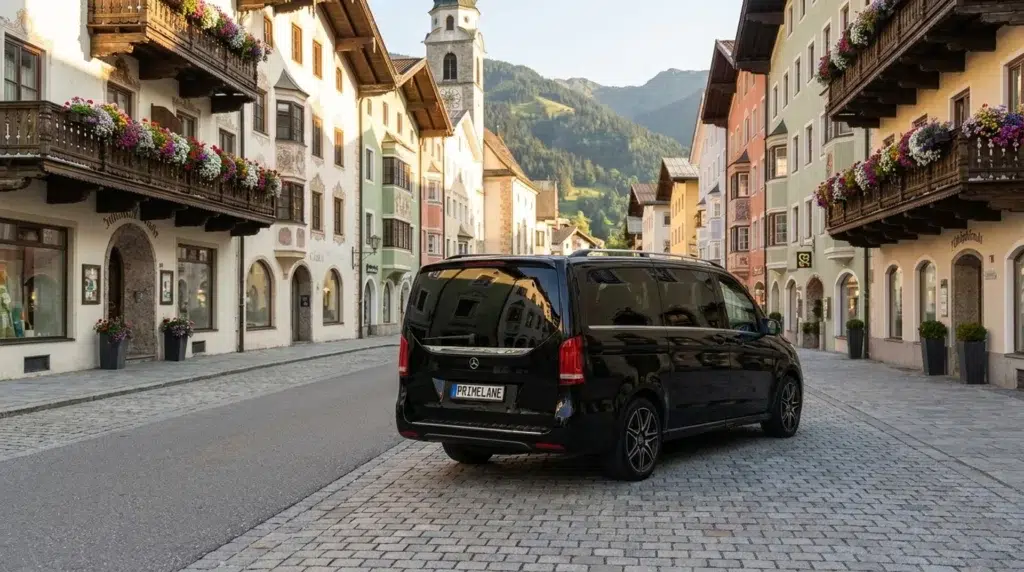 PRIMELANE Mercedes V-Klasse in der Altstadt eines Tiroler Bergorts